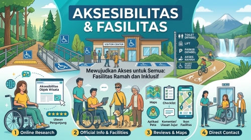 Bagaimana untuk mengetahui tentang "Aksesibilitas &amp; Fasilitas" sebuah objek wisata